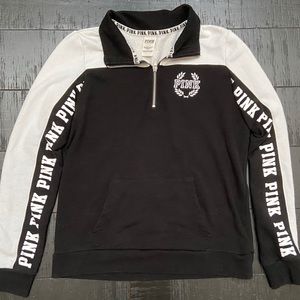 PINK black and white quarter zip jacket